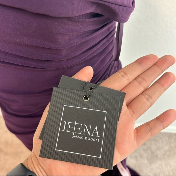 IEENA FOR MAC DUGGAL FOLD OVER ONE SHOULDER GOWN WOMEN DEEP PURPLE SIZE 2 NEW - Picture 8 of 12